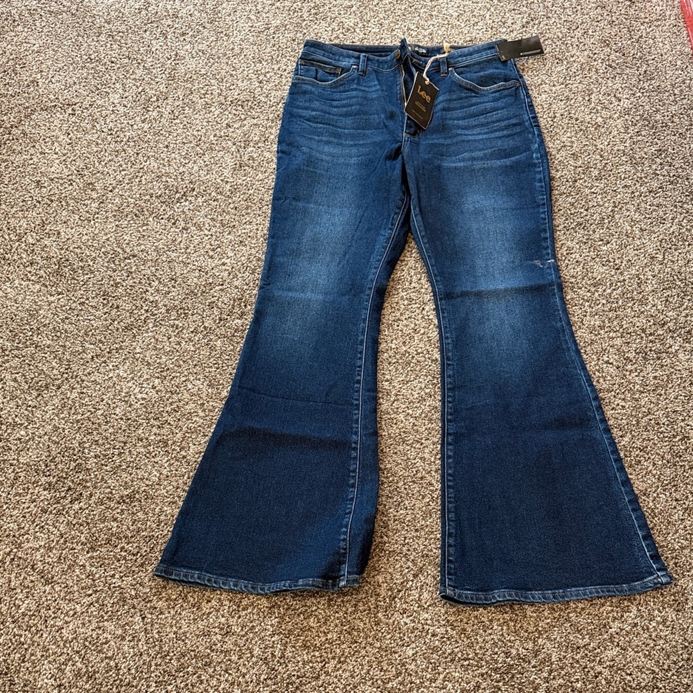 Lee Dark Blue Flare Jeans - Picture 2 of 3